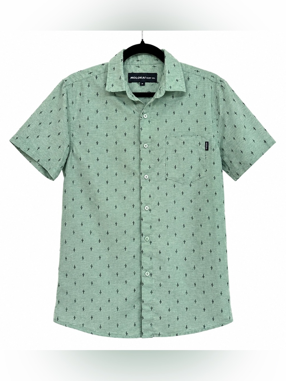 Molokai Surf Co Men’s Mint Green Short-Sleeve Button-Down Shirt